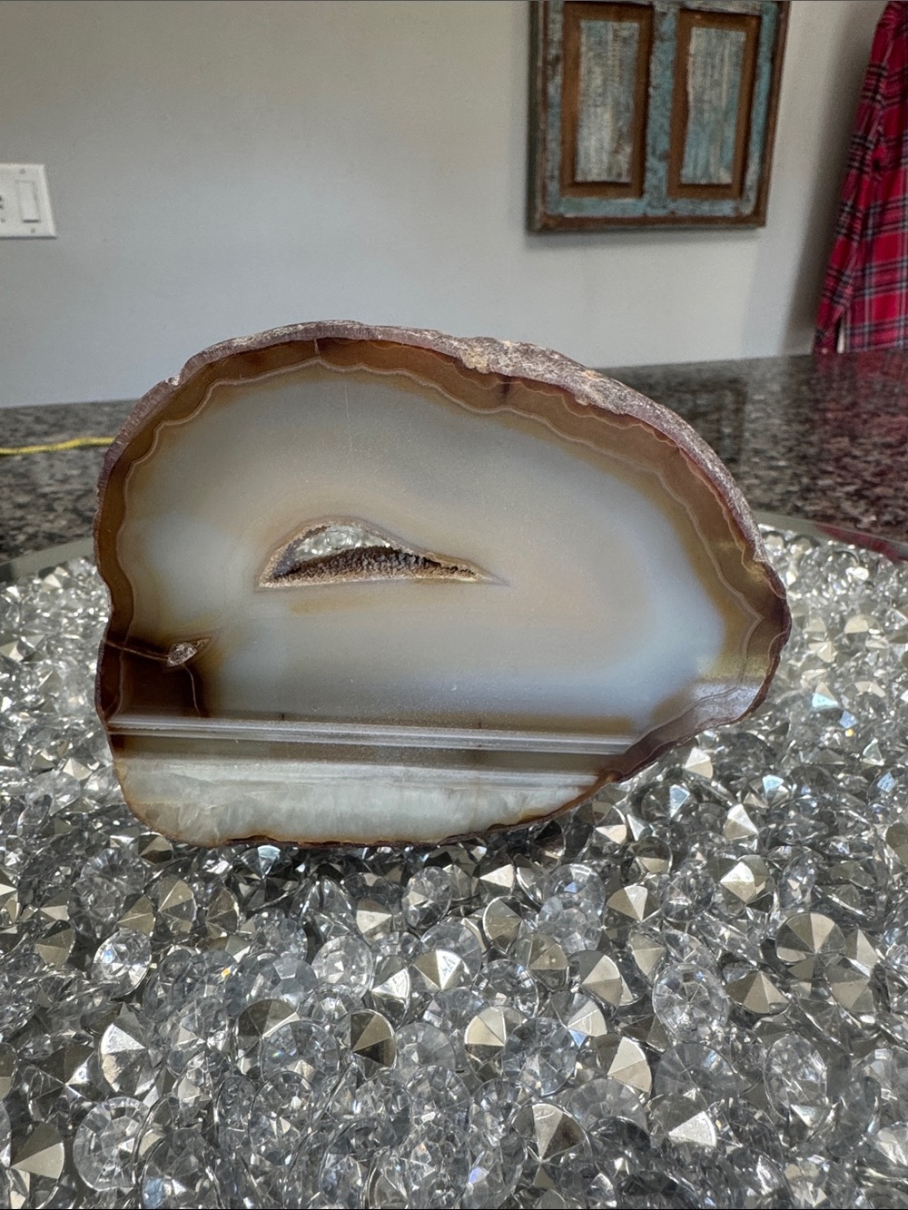 Natural Agate Bookend in Brown and Cream